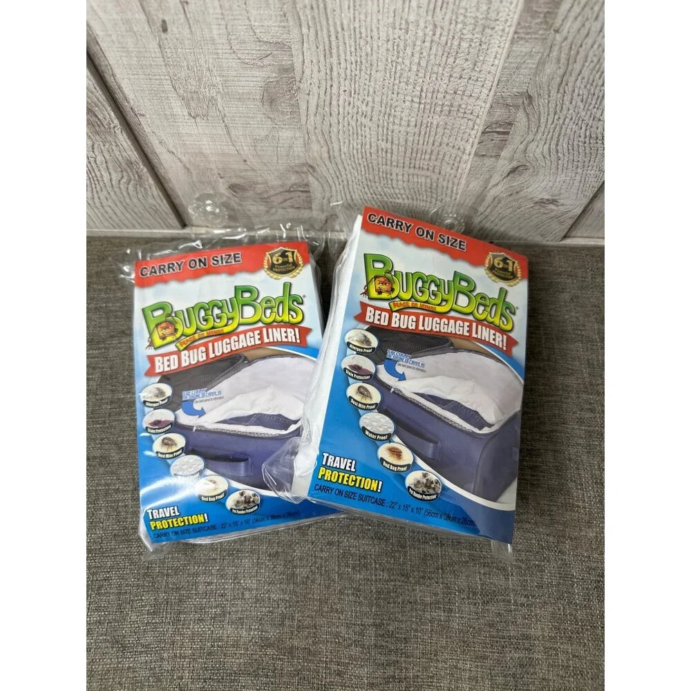 BuggyBeds Bed Bug Luggage Liner Carry On Size Travel Protection White Pack of 2